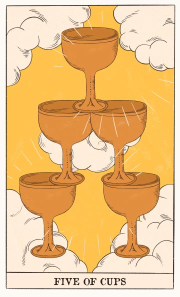 Петица Чаши (Five of Cups) - Таро карта значение